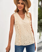 Scalloped V-Neck Lace Tank - Body By J'ne