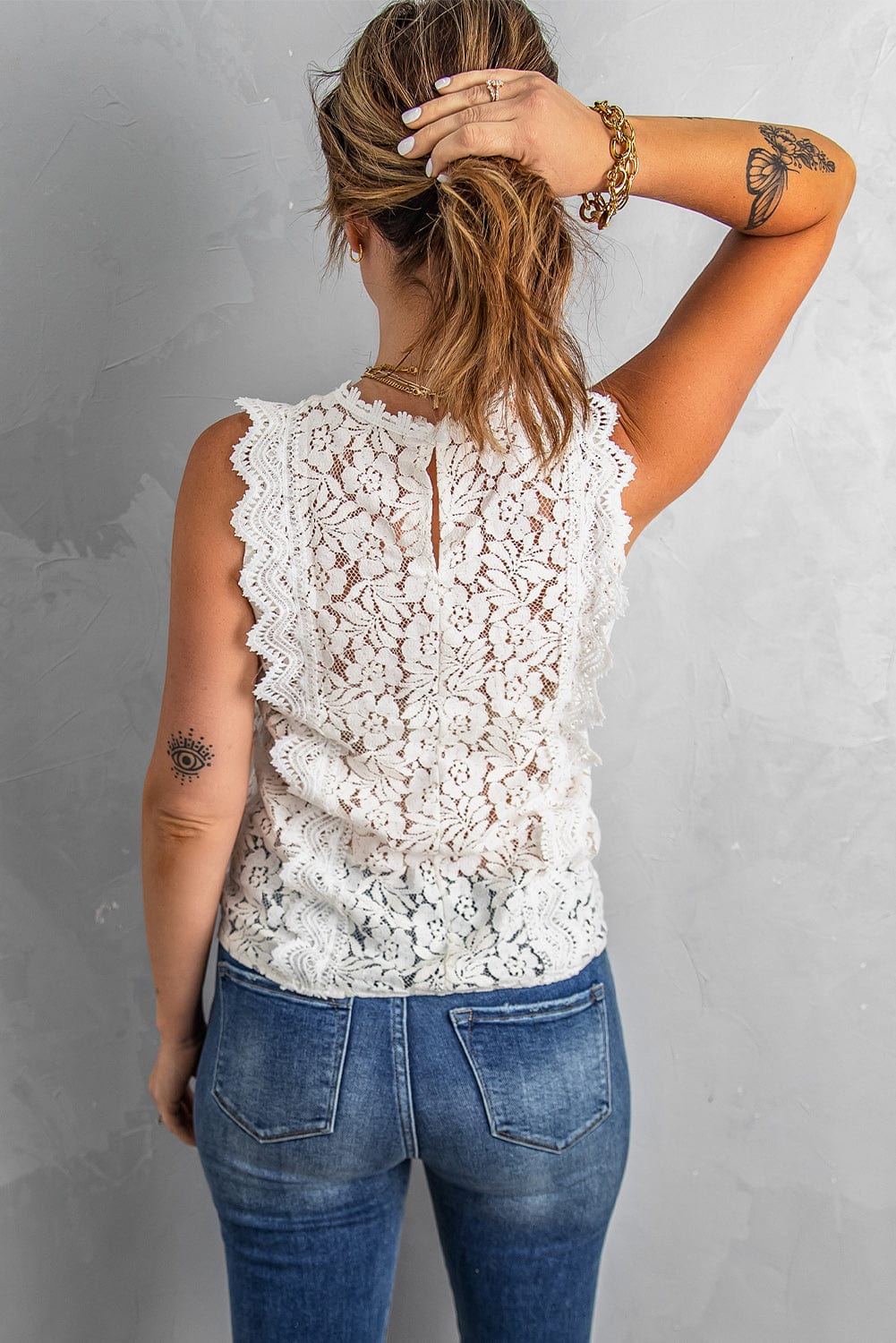 Scalloped V-Neck Lace Tank - Body By J'ne