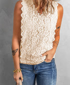 Scalloped V-Neck Lace Tank - Body By J'ne