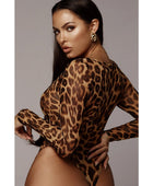Scoop Neck Cheetah Mesh Bodysuit - Body By J'ne