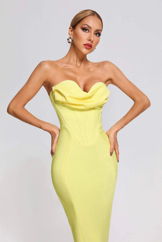 Seam Detail Strapless Sweetheart Neck Dress - Body By J'ne