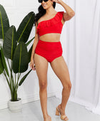Seaside Romance Ruffle One-Shoulder Bikini in Red - Body By J'ne