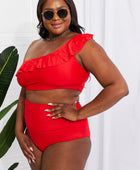 Seaside Romance Ruffle One-Shoulder Bikini in Red - Body By J'ne