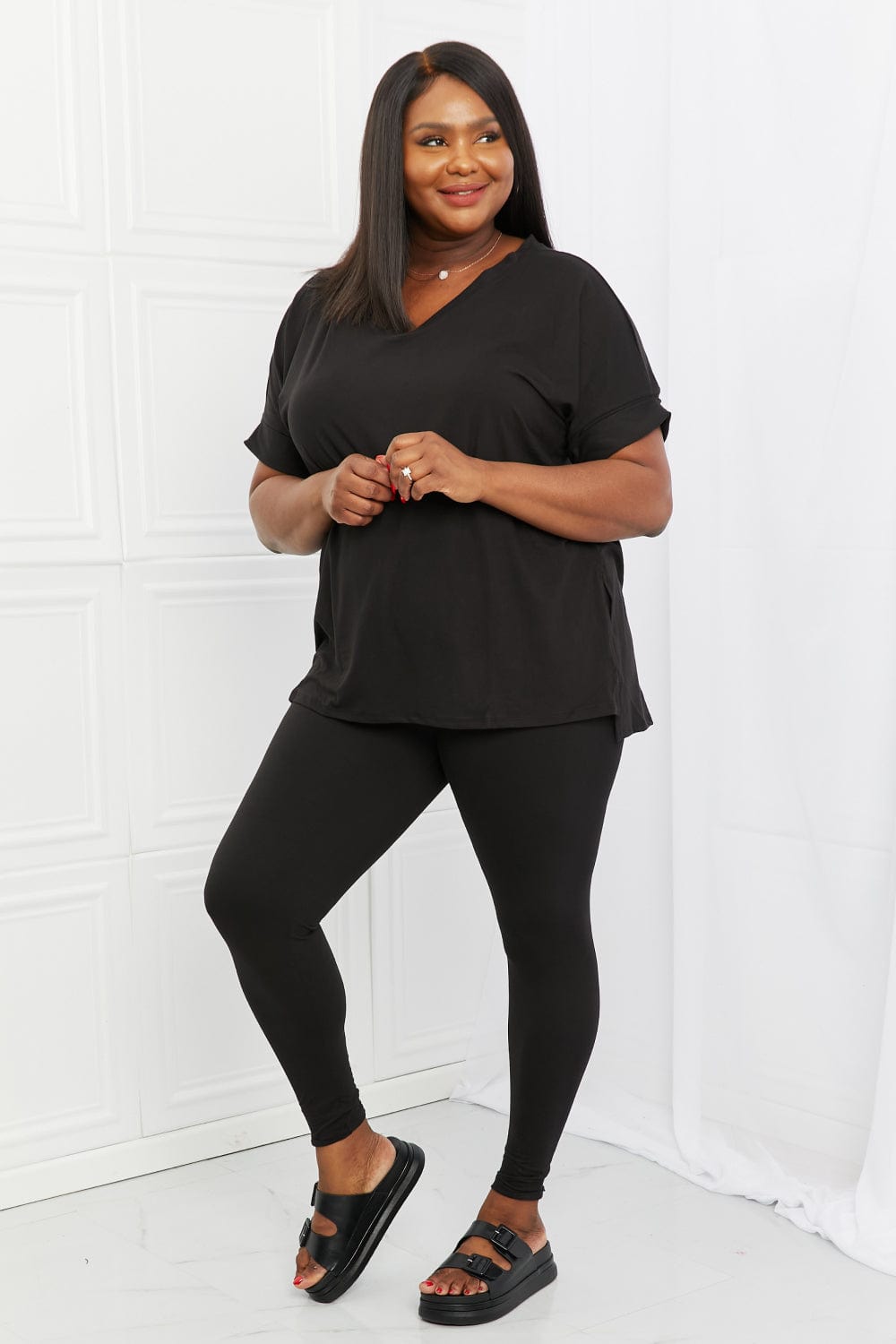 Self Love Full Size Brushed DTY Microfiber Lounge Set in Black - Body By J'ne