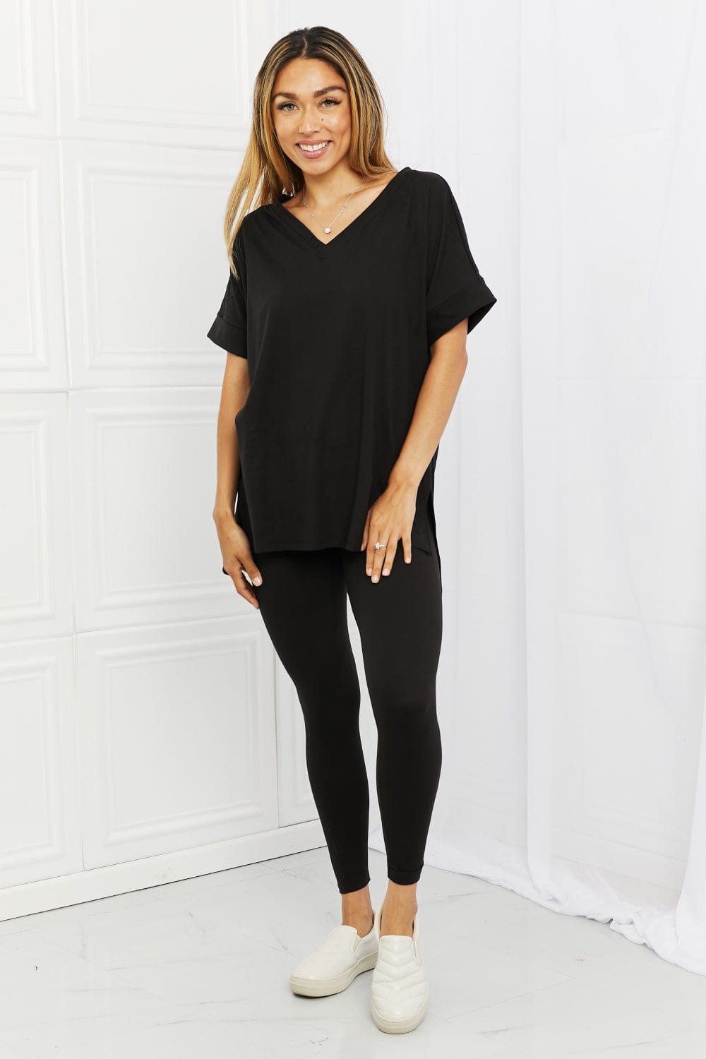 Self Love Full Size Brushed DTY Microfiber Lounge Set in Black - Body By J'ne