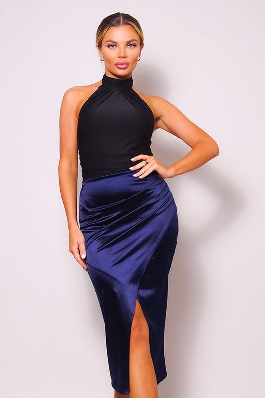 Sexy Gathered Front Crossover Midi Skirt - Body By J'ne