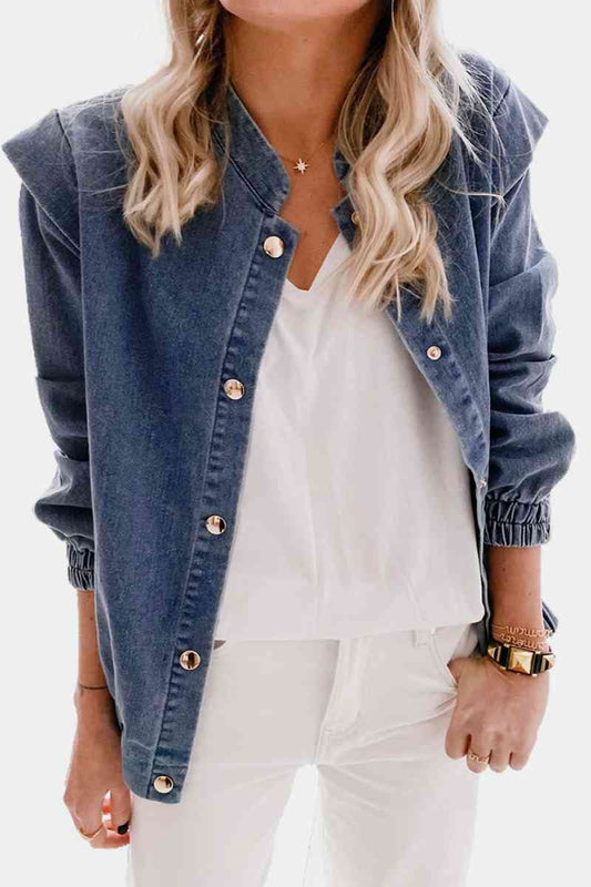 Shoulder Detail Denim Button Down Shirt - Body By J'ne