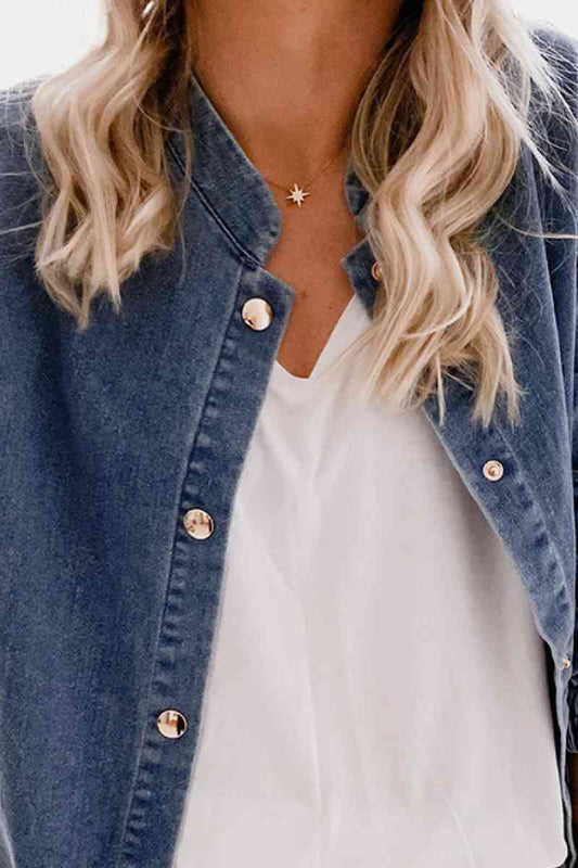 Shoulder Detail Denim Button Down Shirt - Body By J'ne