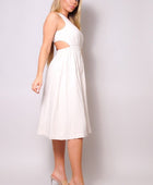 Sleeveless Back Cutout Linen Midi Dress - Body By J'ne