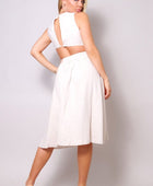Sleeveless Back Cutout Linen Midi Dress - Body By J'ne