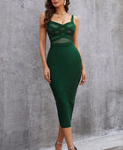 Sleeveless Spliced Mesh Midi Bandage Dress - Body By J'ne