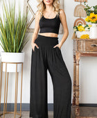 Smocked Waist Wide Leg Pants with Pockets - Body By J'ne