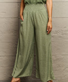 Smocked Waist Wide Leg Printed Long Pants - Body By J'ne