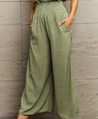 Smocked Waist Wide Leg Printed Long Pants - Body By J'ne