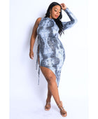 Snake Print Unbalance Tie Dress - Body By J'ne