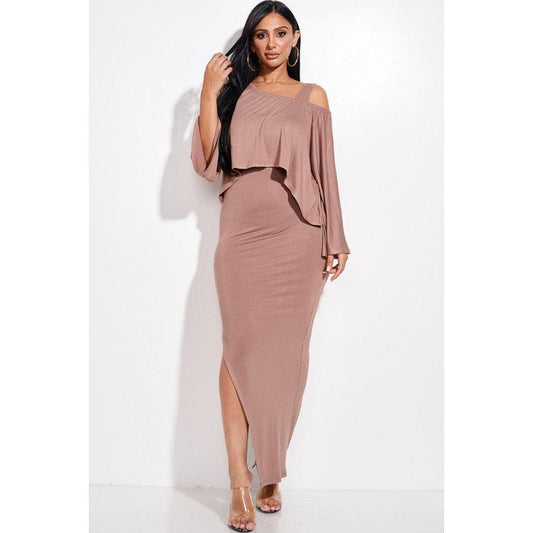 Solid Rayon Spandex Midi Length Tank Dress And Slouchy Cape Top Two Piece Set - Body By J'ne