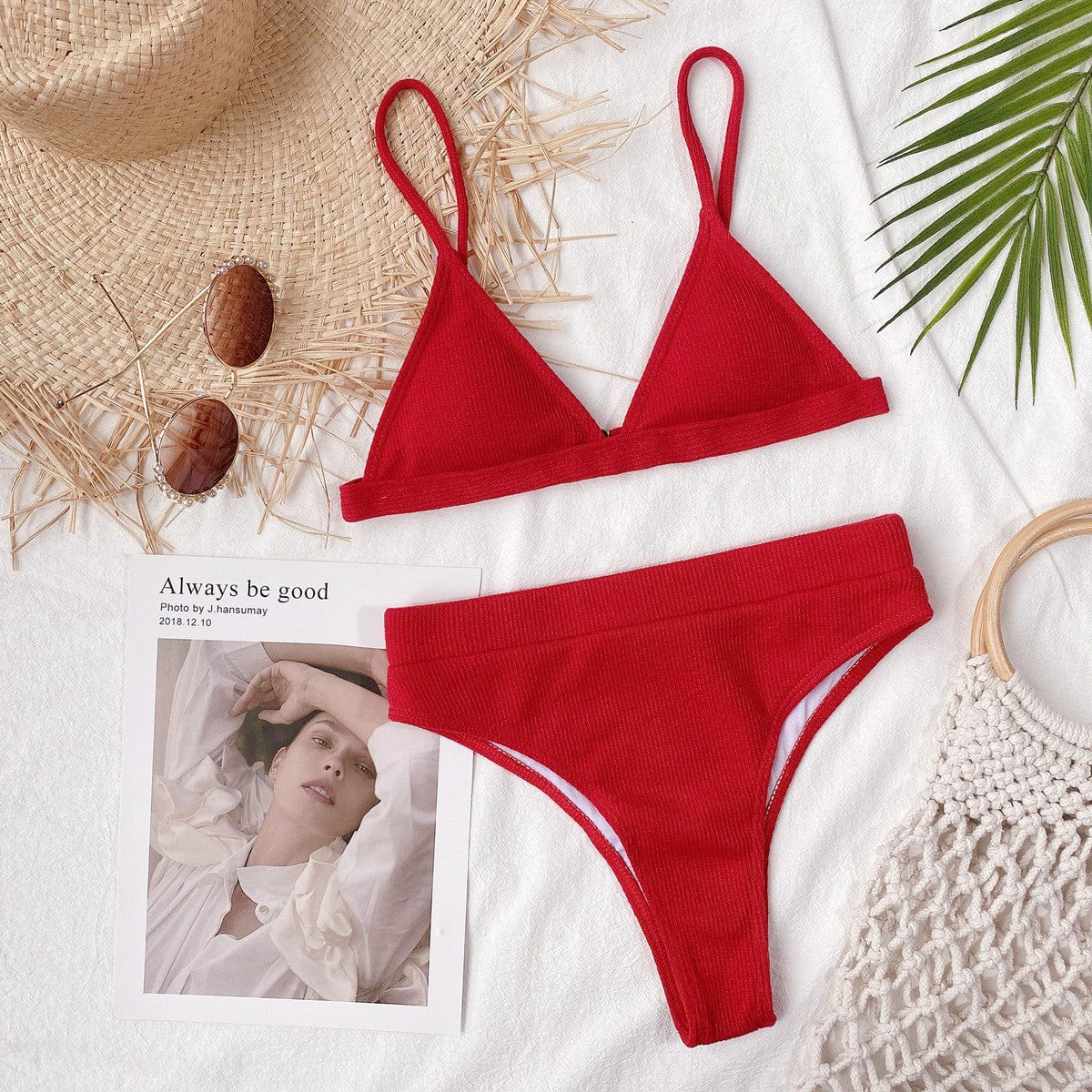 Spaghetti Strap Ribbed Bikini Set - Body By J'ne