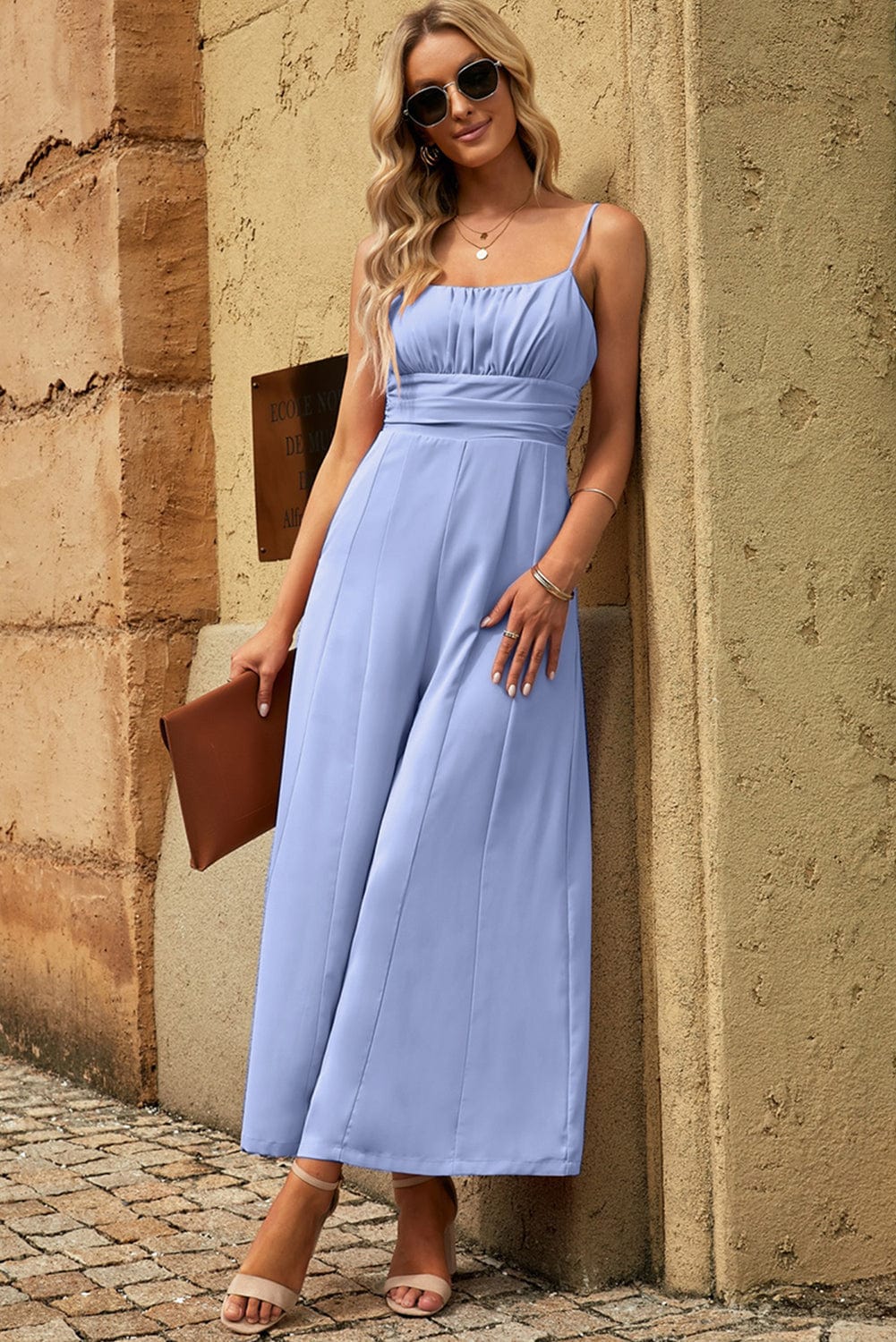 Spaghetti Strap Tied Seam Detail Jumpsuit - Body By J'ne