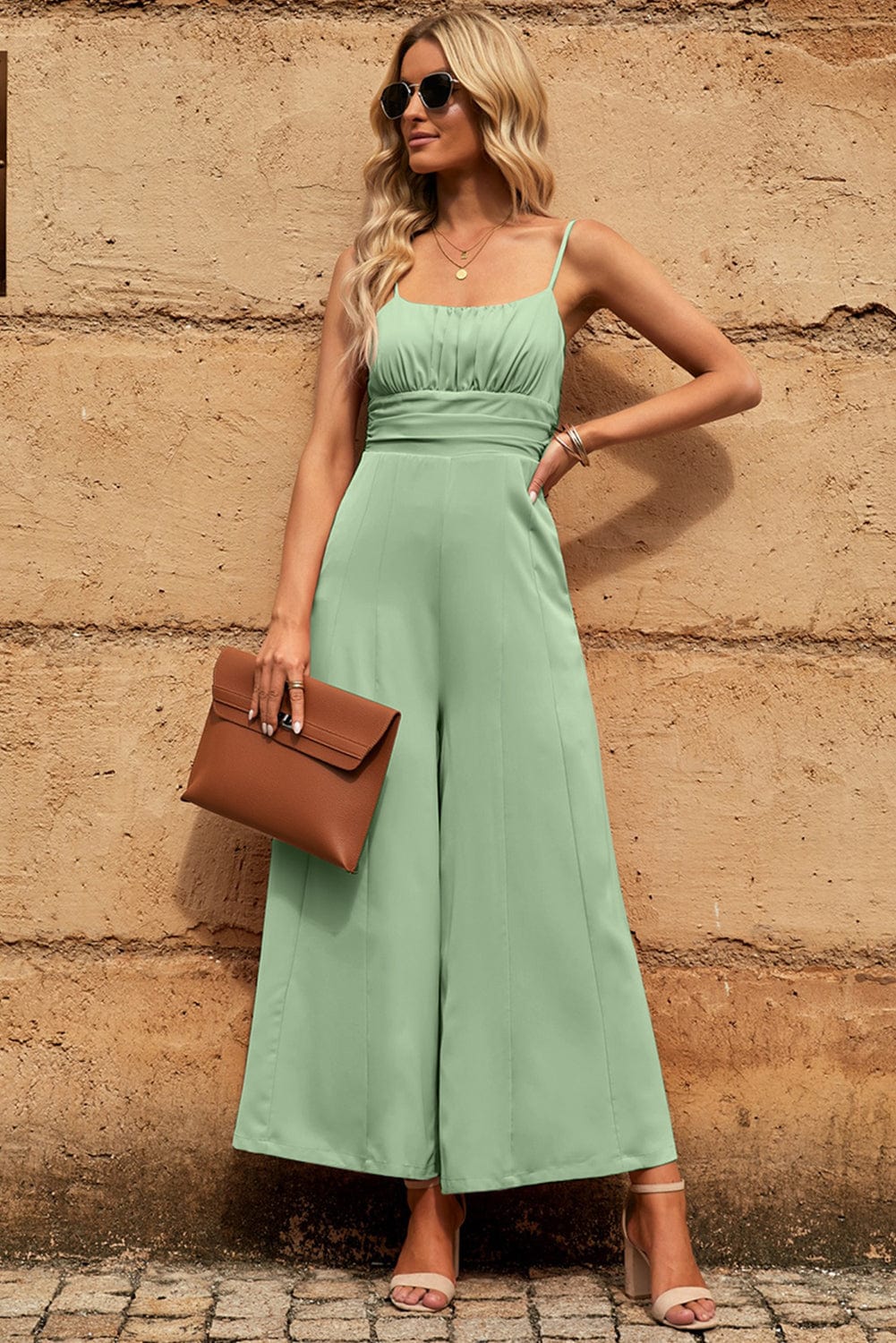 Spaghetti Strap Tied Seam Detail Jumpsuit - Body By J'ne