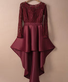 Spliced Lace High-Low Long Sleeve Dress - Body By J'ne
