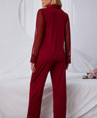 Spliced Lace Lapel Collar Pajama Set - Body By J'ne