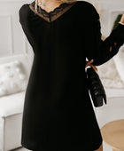 Spliced Lace V-Neck Mini Dress - Body By J'ne