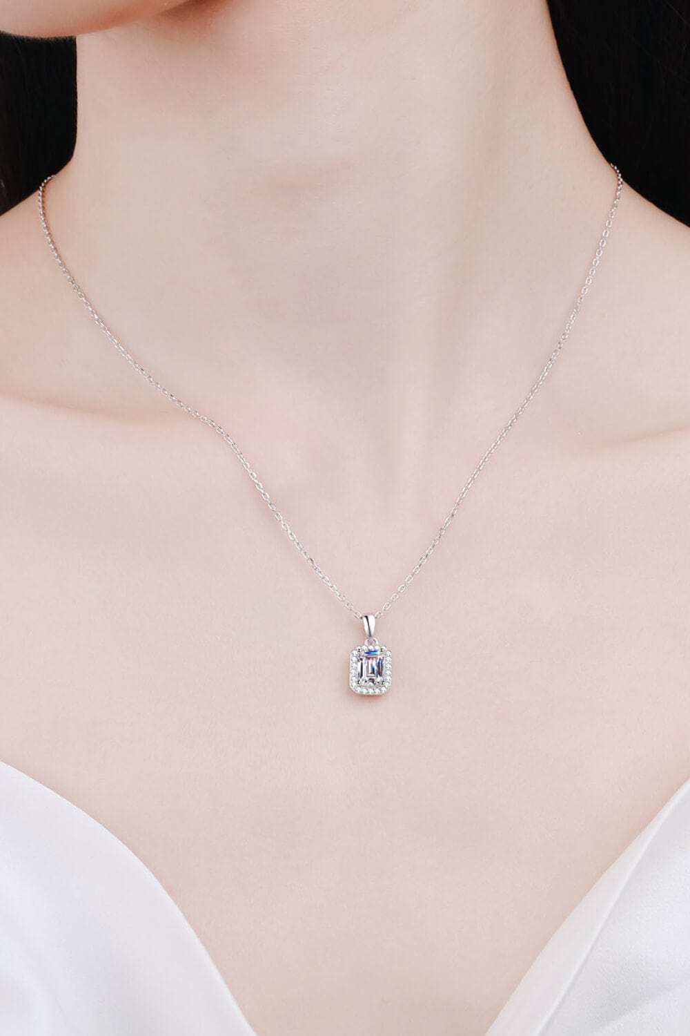 Square Moissanite Pendant Chain Necklace - Body By J'ne