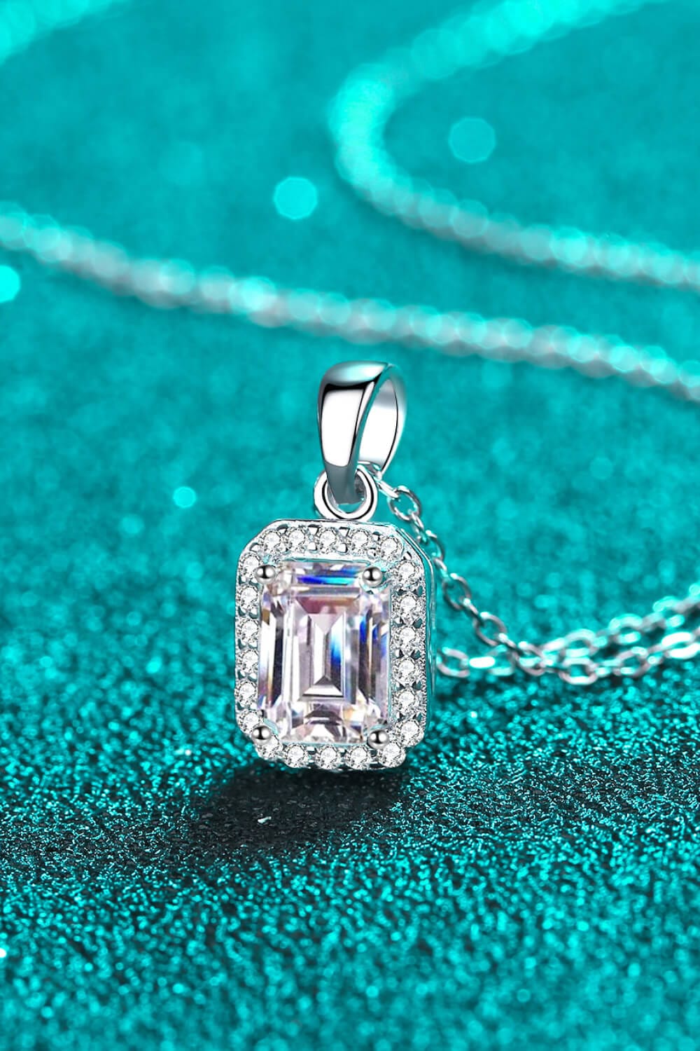 Square Moissanite Pendant Chain Necklace - Body By J'ne