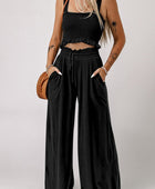 Square Neck Cropped Tank Top and Long Pants Set - Body By J'ne