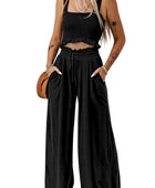 Square Neck Cropped Tank Top and Long Pants Set - Body By J'ne