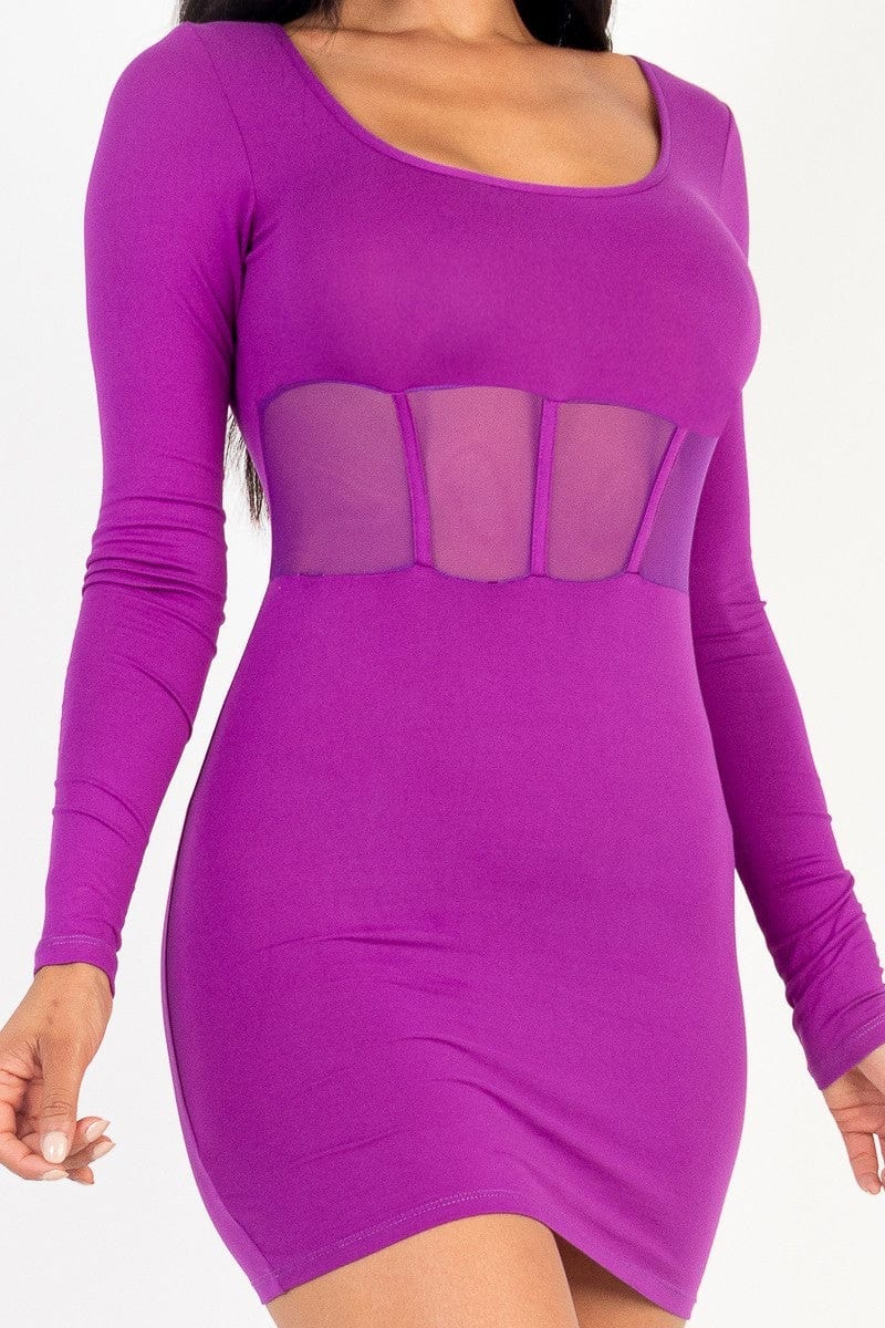 Square neck mesh corset mini dress - Body By J'ne