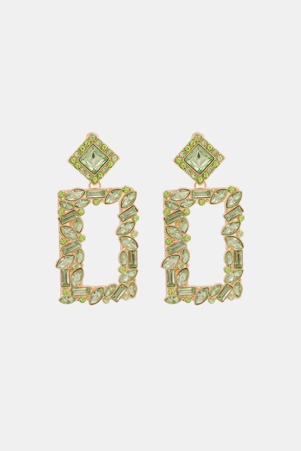 Square Shape Glass Stone Dangle Earrings - Body By J'ne