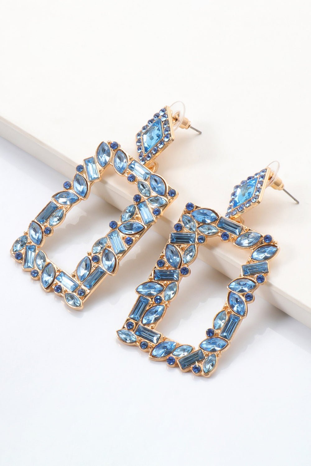 Square Shape Glass Stone Dangle Earrings - Body By J'ne