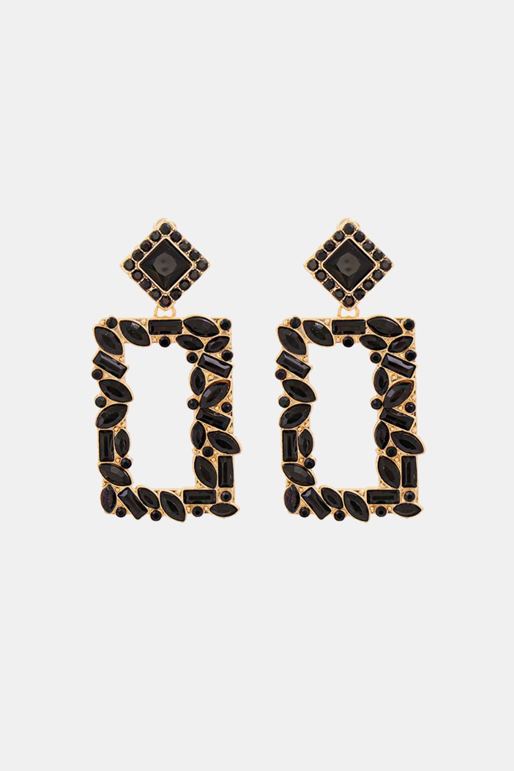 Square Shape Glass Stone Dangle Earrings - Body By J'ne