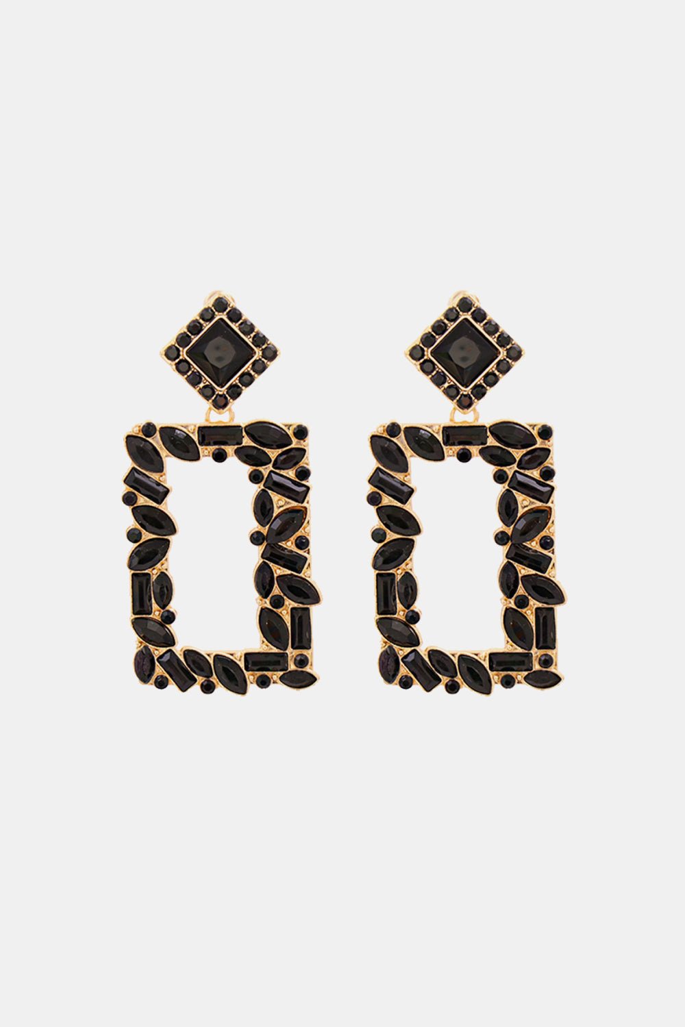 Square Shape Glass Stone Dangle Earrings - Body By J'ne