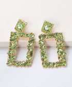 Square Shape Glass Stone Dangle Earrings - Body By J'ne