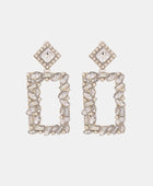 Square Shape Glass Stone Dangle Earrings - Body By J'ne