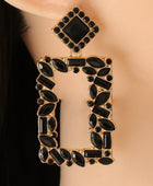 Square Shape Glass Stone Dangle Earrings - Body By J'ne