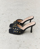 Square Toe Quilted Mule Heels in Black - Body By J'ne