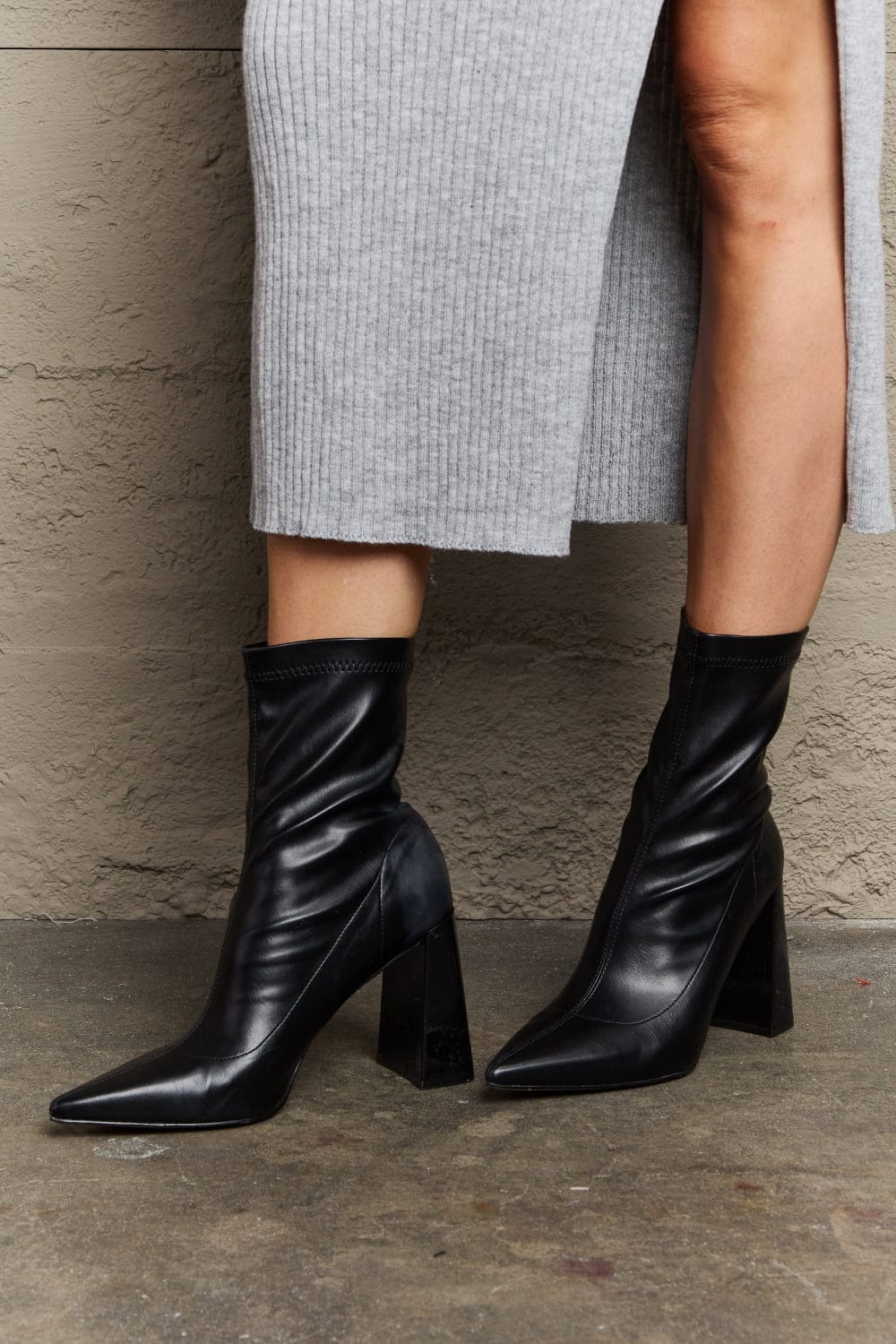 Stacy Block Heel Sock Boots - Body By J'ne