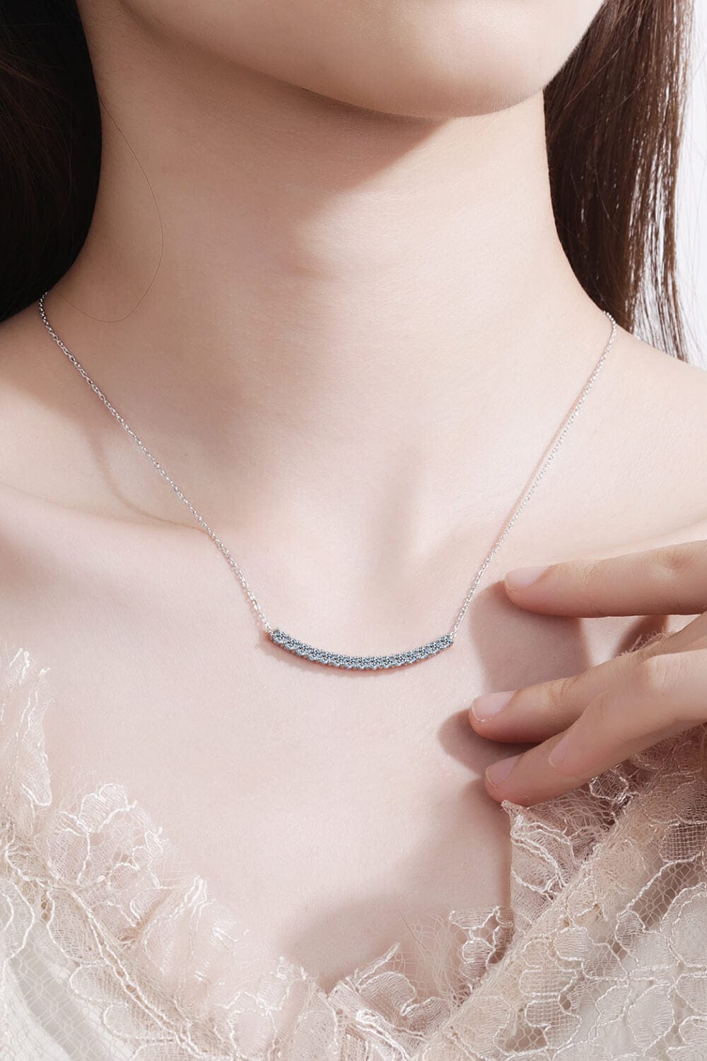 Sterling Silver Curved Bar Necklace - Body By J'ne