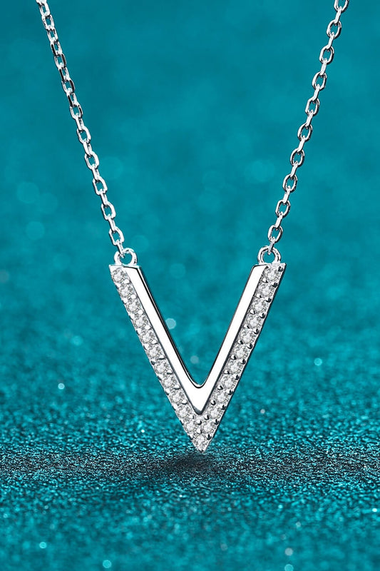 Sterling Silver V Letter Pendant Necklace - Body By J'ne