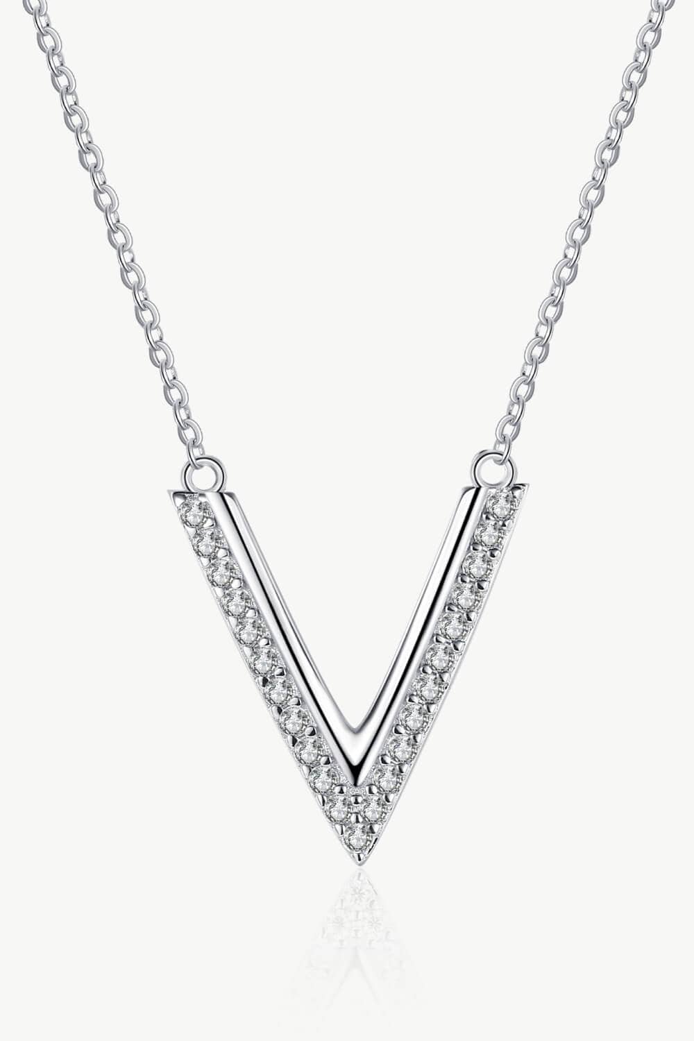 Sterling Silver V Letter Pendant Necklace - Body By J'ne