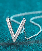Sterling Silver V Letter Pendant Necklace - Body By J'ne