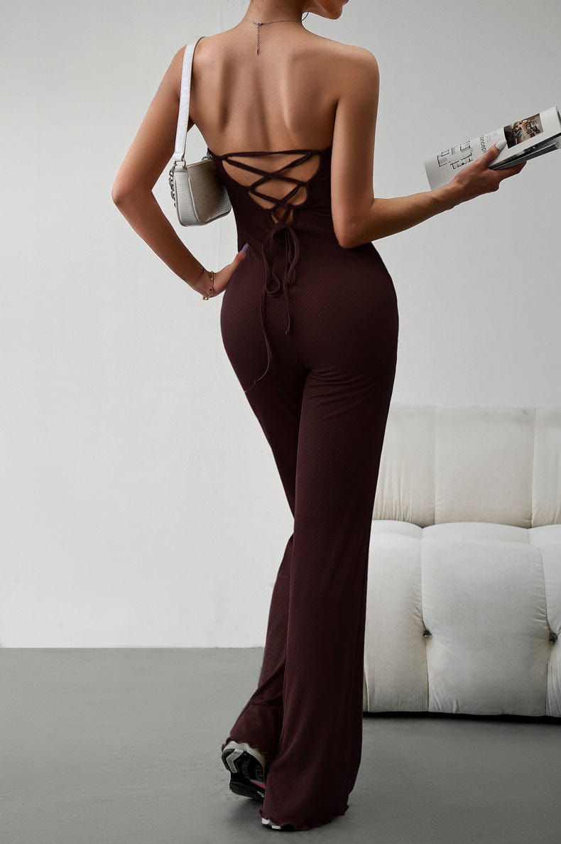 Strapless Lace-Up Jumpsuit - Body By J'ne