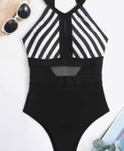 Striped Backless One-Piece Swimsuit - Body By J'ne