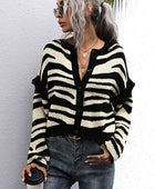 Striped Button-Down Round Neck Drop Shoulder Cardigan - Body By J'ne