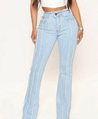 Striped Raw Hem Jeans - Body By J'ne