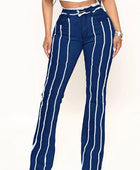 Striped Raw Hem Jeans - Body By J'ne