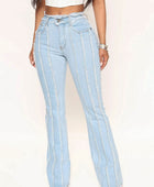 Striped Raw Hem Jeans - Body By J'ne